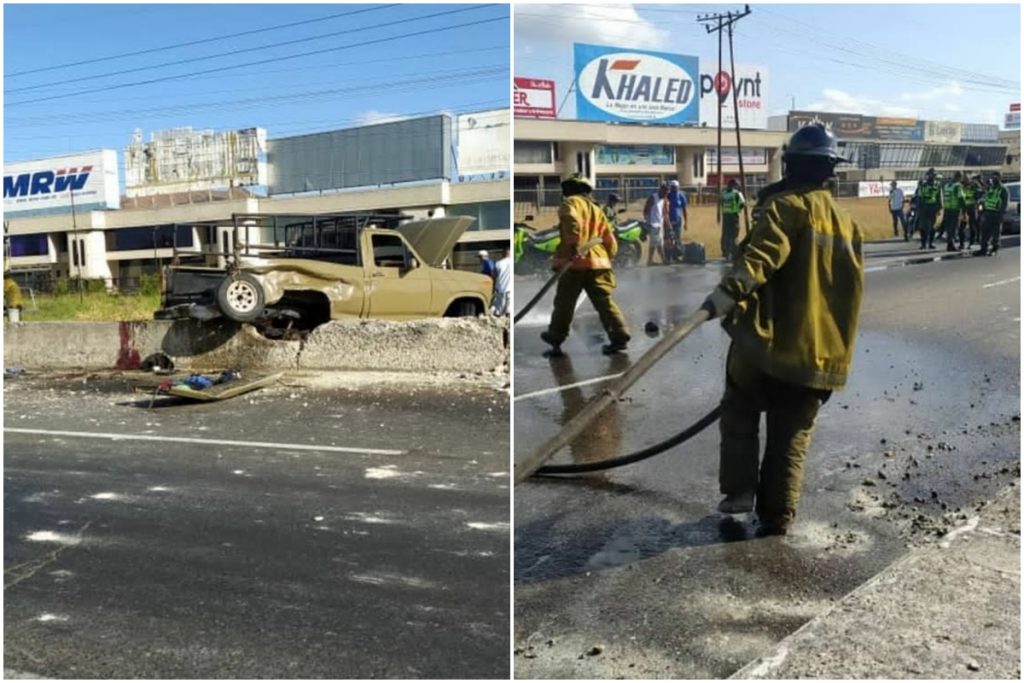 Colisión e incendio de vehículo con dos lesionados se registró en la ARC