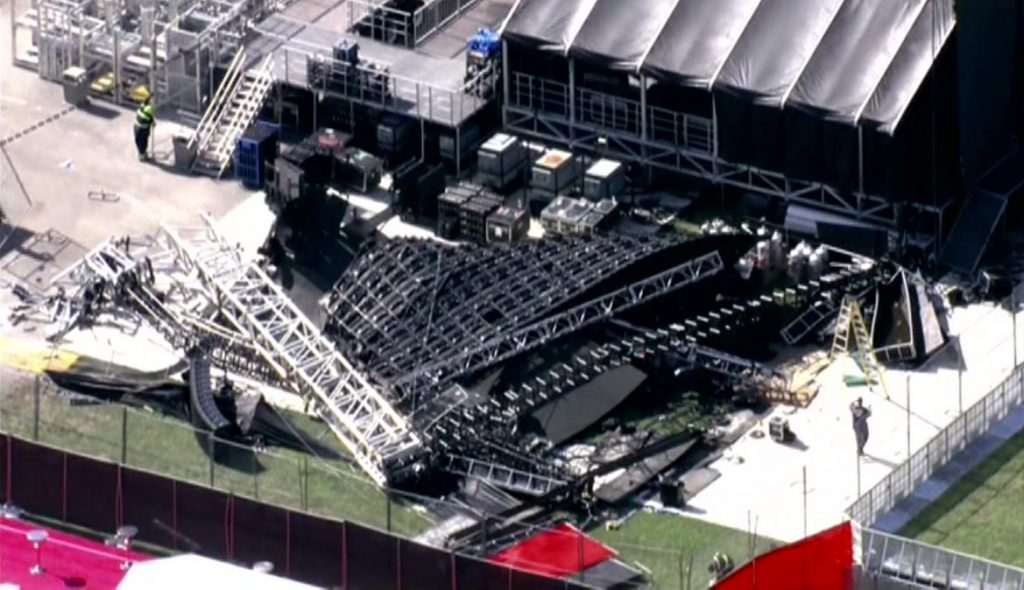 Estructura gigante se derrumbó en el Hard Rock Stadium de Florida