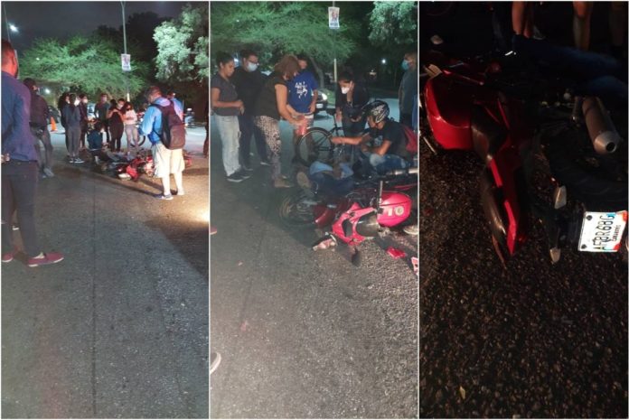 Motorizado sufrió aparatoso accidente en Naguanagua y terminó lesionado