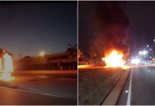Vehículo de carga pesada ardió en llamas en la autopista Valencia-Tocuyito