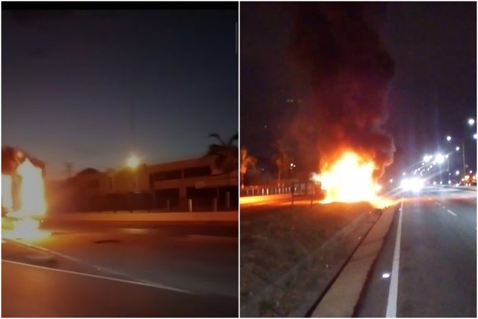 Vehículo de carga pesada ardió en llamas en la autopista Valencia-Tocuyito