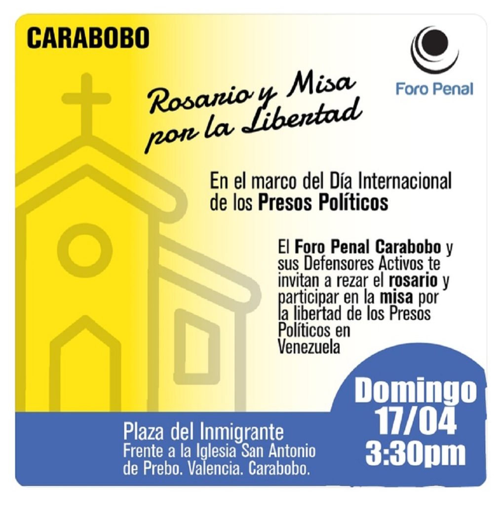 Foro Penal realizará rosario para conmemorar el Día Internacional de los Presos Políticos