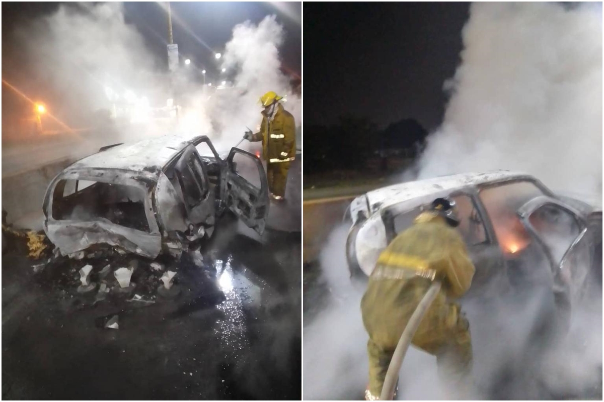 Cuádruple colisión con incendio de vehículo produjo dos fallecidos y cinco lesionados  