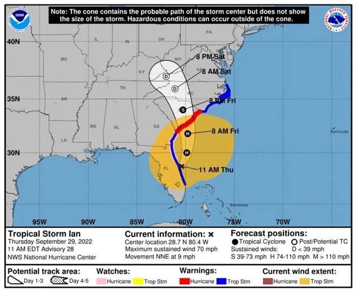 Ian encara como huracán 1 los estados de Las Carolinas y Georgia