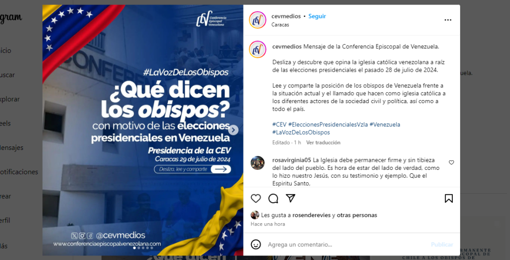 Conferencia Episcopal de Venezuela comunicado elección #28J