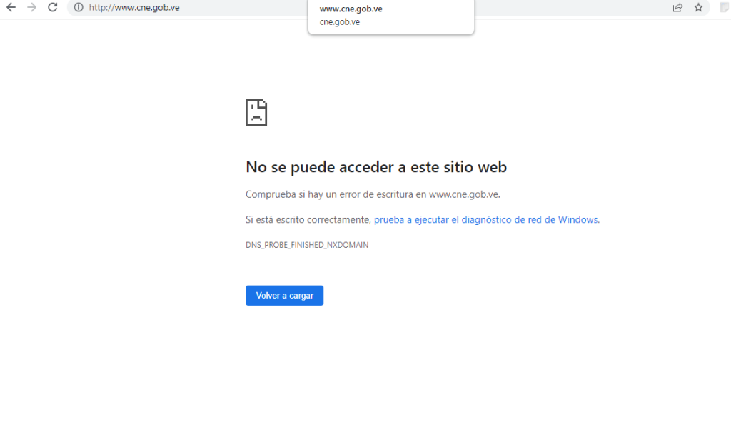 Sitio web del Consejo Nacional Electoral sigue caído la noche del #29Jul