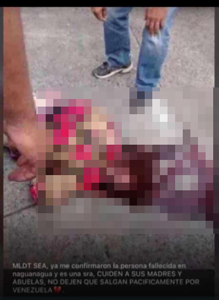 Falleció señora en Naguanagua, según esta imagen que circula en WhatsApp