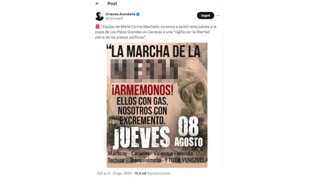 FALSO | ¿Vigilia por la libertad de los presos políticos incluye imagen de "marcha del excremento"?