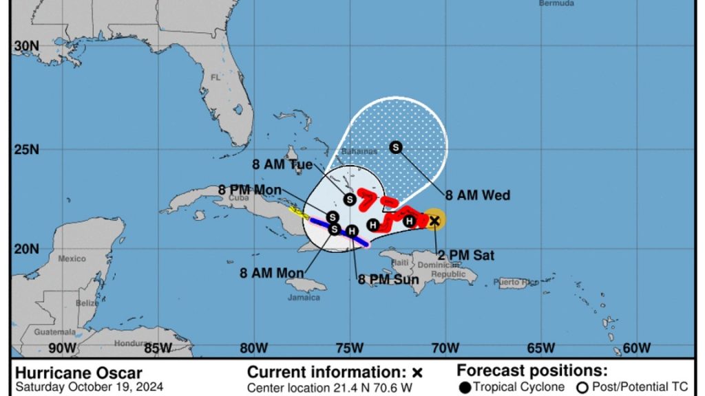 Tormenta Oscar se convierte en un huracán en las islas Turcas y Caicos y en Bahamas