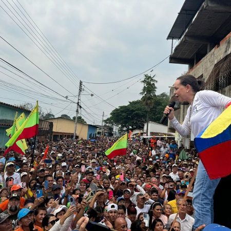 María Corina Machado durante un acto este jueves, en Barinas / Foto Cortesía