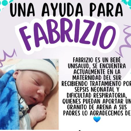Servicio público: El pequeño Fabrizio requiere ayuda económica para recuperarse