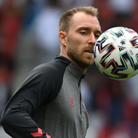 Chrisitan Eriksen en uno de los recientes entrenamientos. Cortesía EFE.