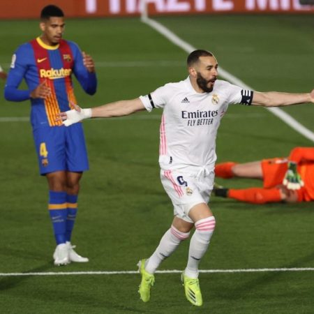 Benzema realizó la primera anotación del encuentro. Foto EFE.
