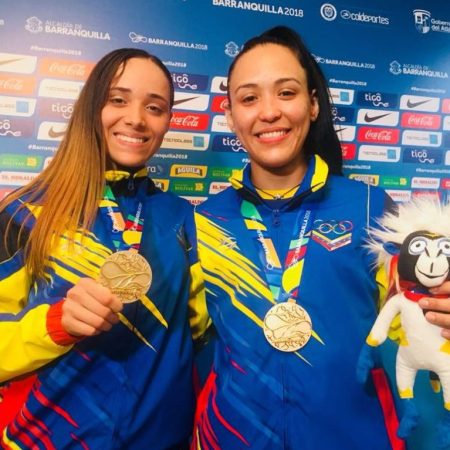 Claudymar Garcés y Omaira Molina brillaron este viernes para colgarse la medalla de oro/Foto: @OfficialCOV