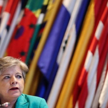 La secretaria ejecutiva de la Comisión Económica para América Latina y el Caribe (CEPAL), Alícia Bárcena, habla durante la presentación del balance preliminar de la economía regional 2018 Santiago (Chile). (EFE)