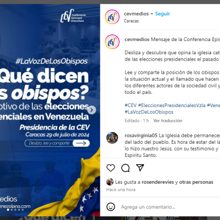 Conferencia Episcopal de Venezuela comunicado elección #28J