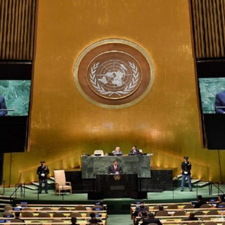 El presidente de Venezuela, Nicolas Maduro en la Asamblea  General 73 sesión de la ONU. (AFP)