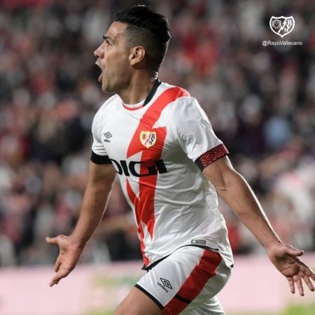 Radamel Falcao, el hombre del partido. Prensa Rayo Vallecano.